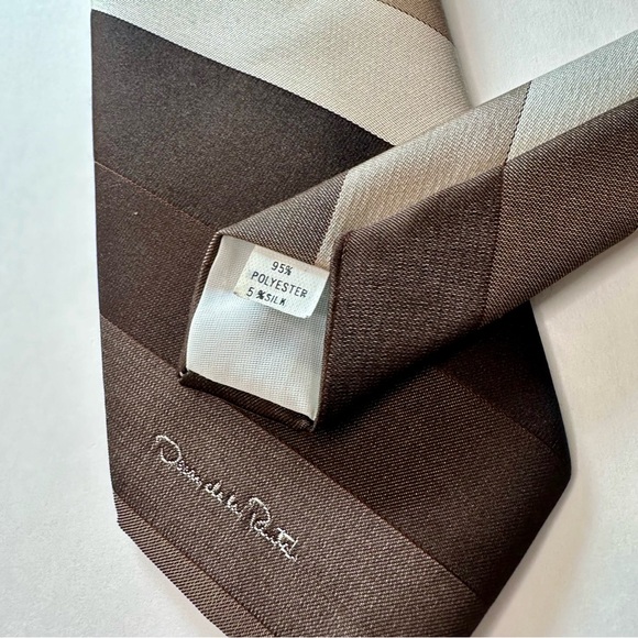 Vintage Oscar de la Renta Striped Brown-Tone Classic Tie - Picture 7 of 8